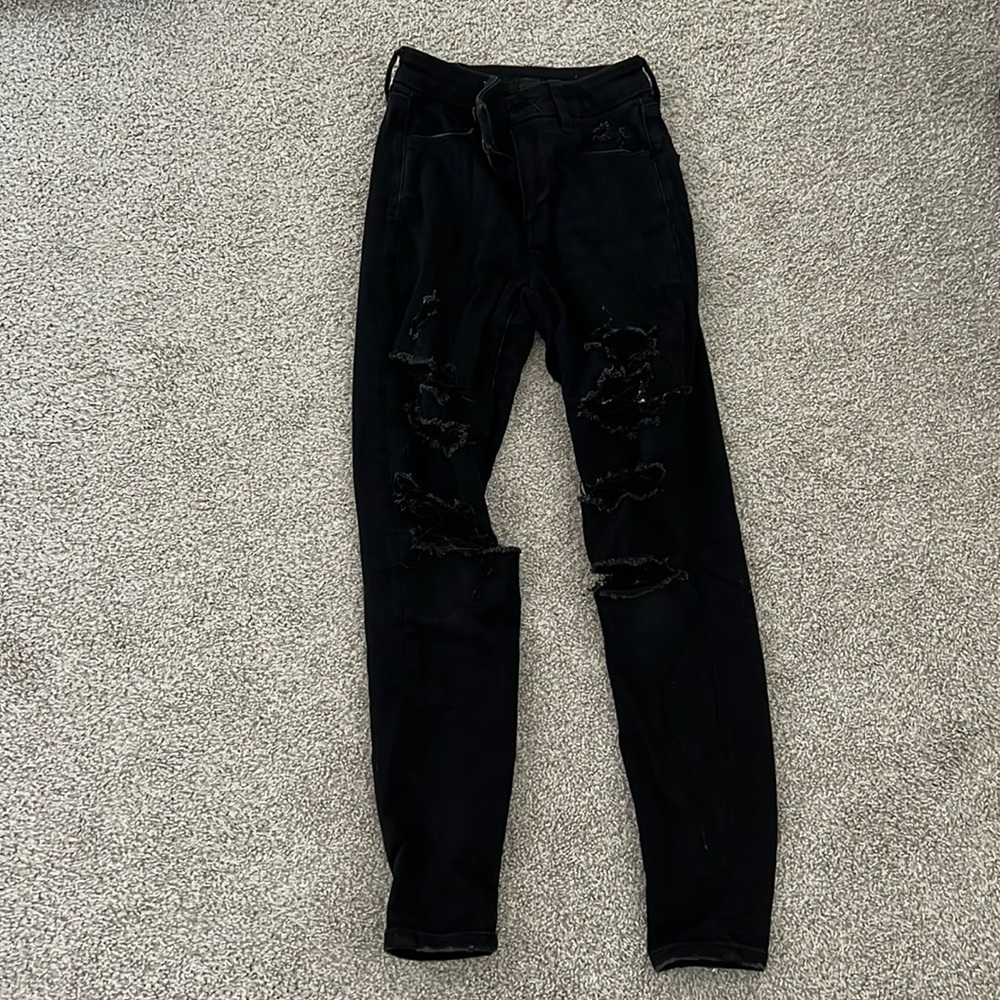 American Eagle Black Ripped Jeans